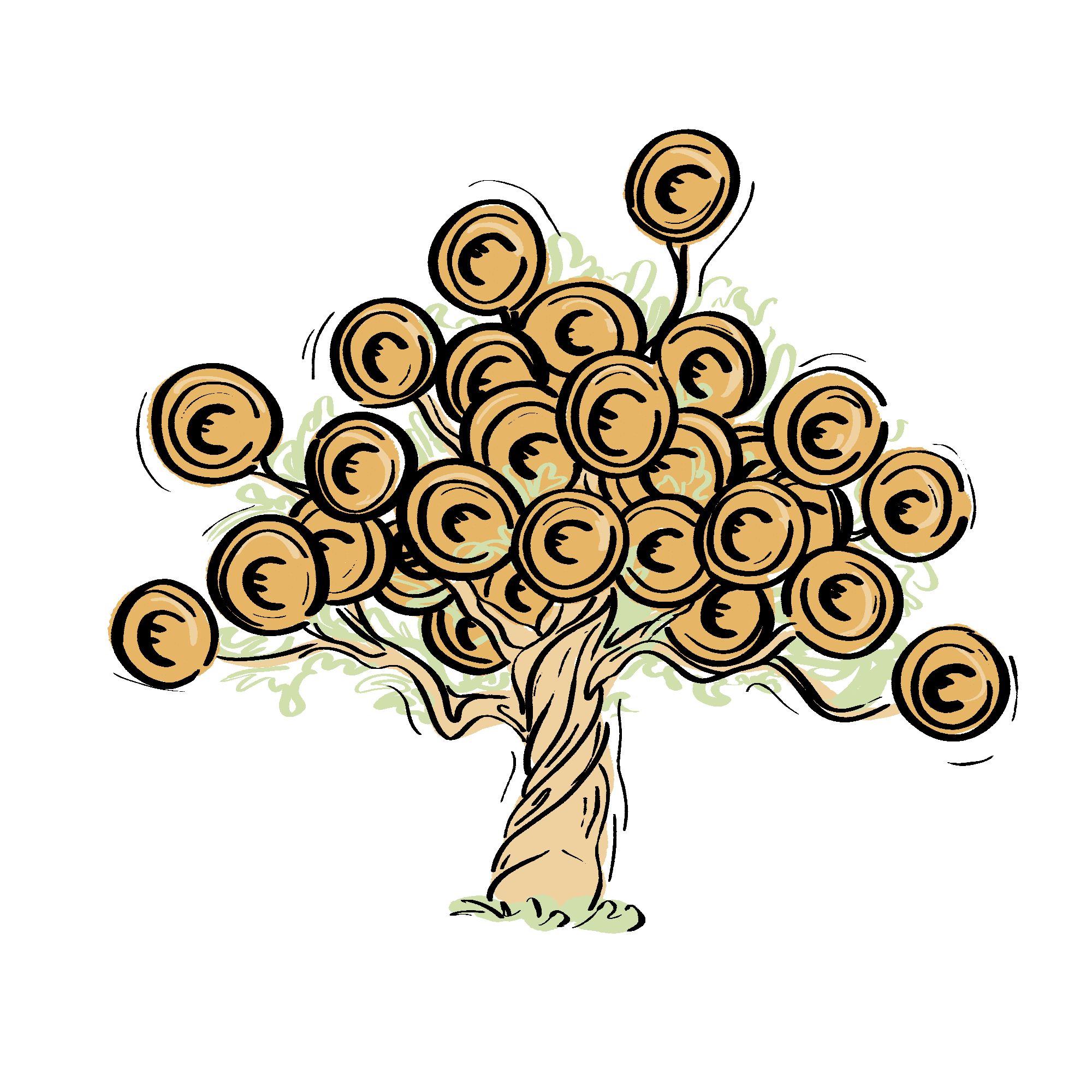 Geldbaum mit Münzen